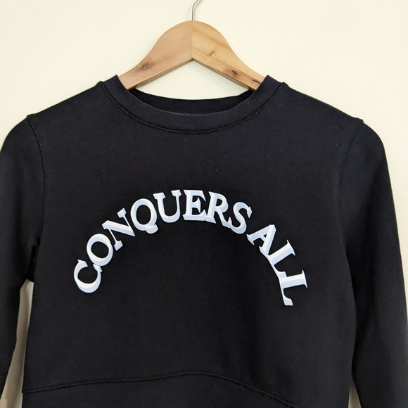Talula Cropped Conquers All Pullover Lightweight Sweatshirt | Black Crop Top - Picture 5 of 12